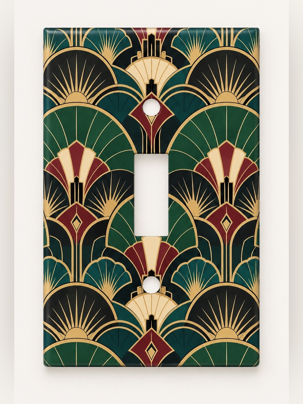 Art Deco Emerald Burgundy Gold Toggle Light Switch Wall Plate Cover